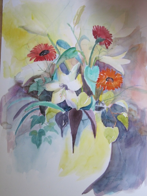 mit Lilien 70x50