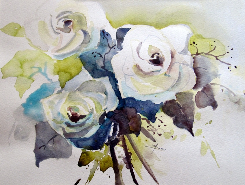 weisse Rosen 30x40